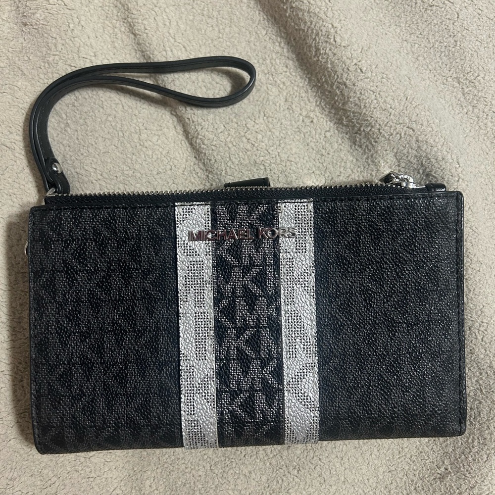 Michael Kors Black and Silver Men's Wristlet
